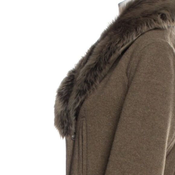 Ralph Lauren Olive Drab Wool Felt Double Breasted Shearling Collar Coat - Picture 14 of 14